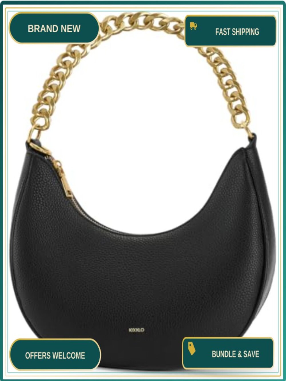 Vegan Leather Shoulder Bag Detachable Chain Strap Women